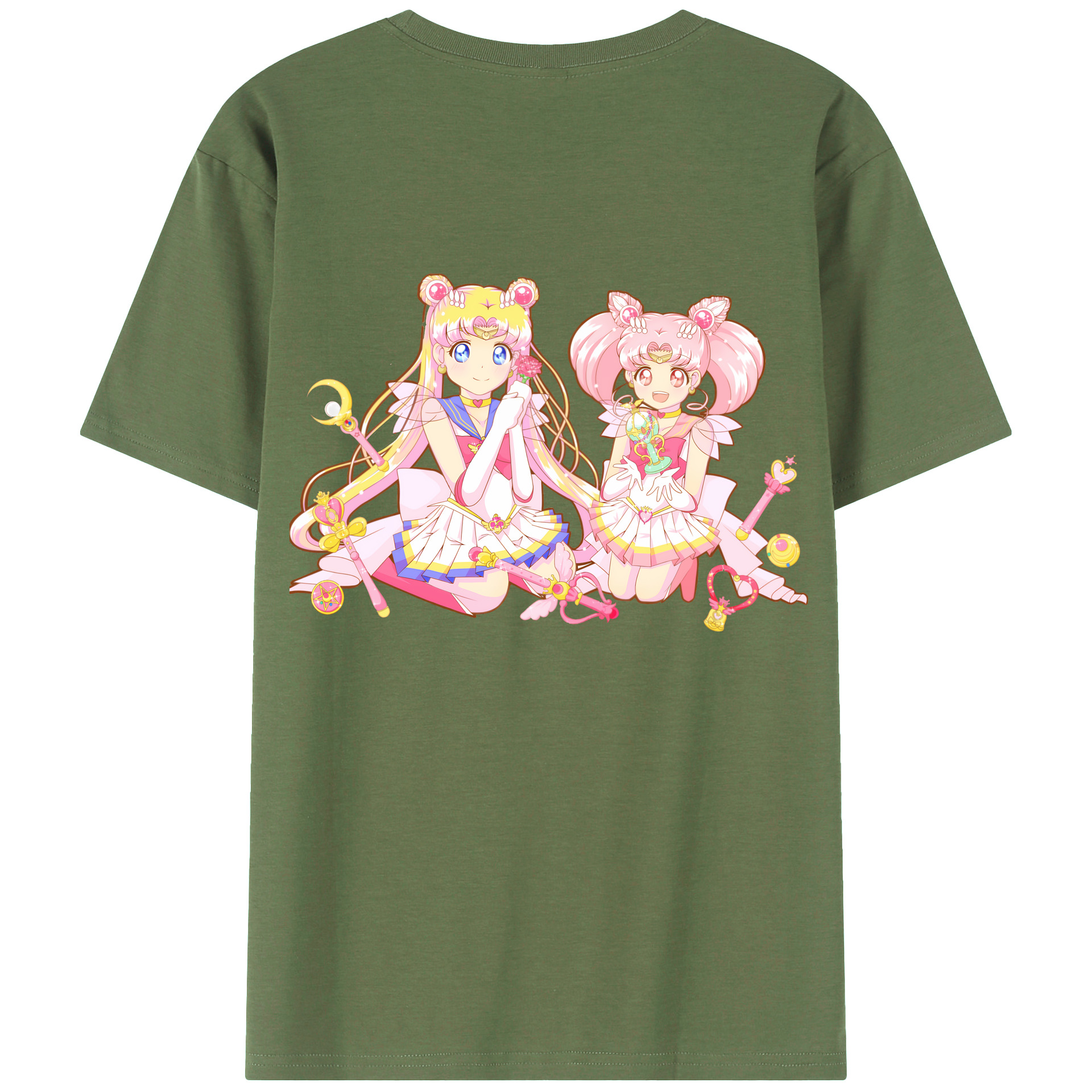 （画像用） 美少女戦士セーラームーン 月野 うさぎ つきの うさぎ Sailor Moon Tsukino Usagi 綿100％ メンズ半袖Tシャツ（バックプリント） 通気性